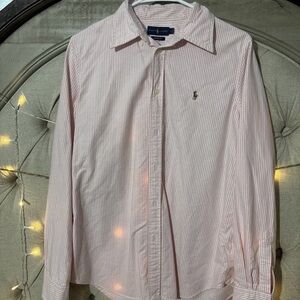 Ralph Lauren Men's Light Pink Striped Button Down Shirt